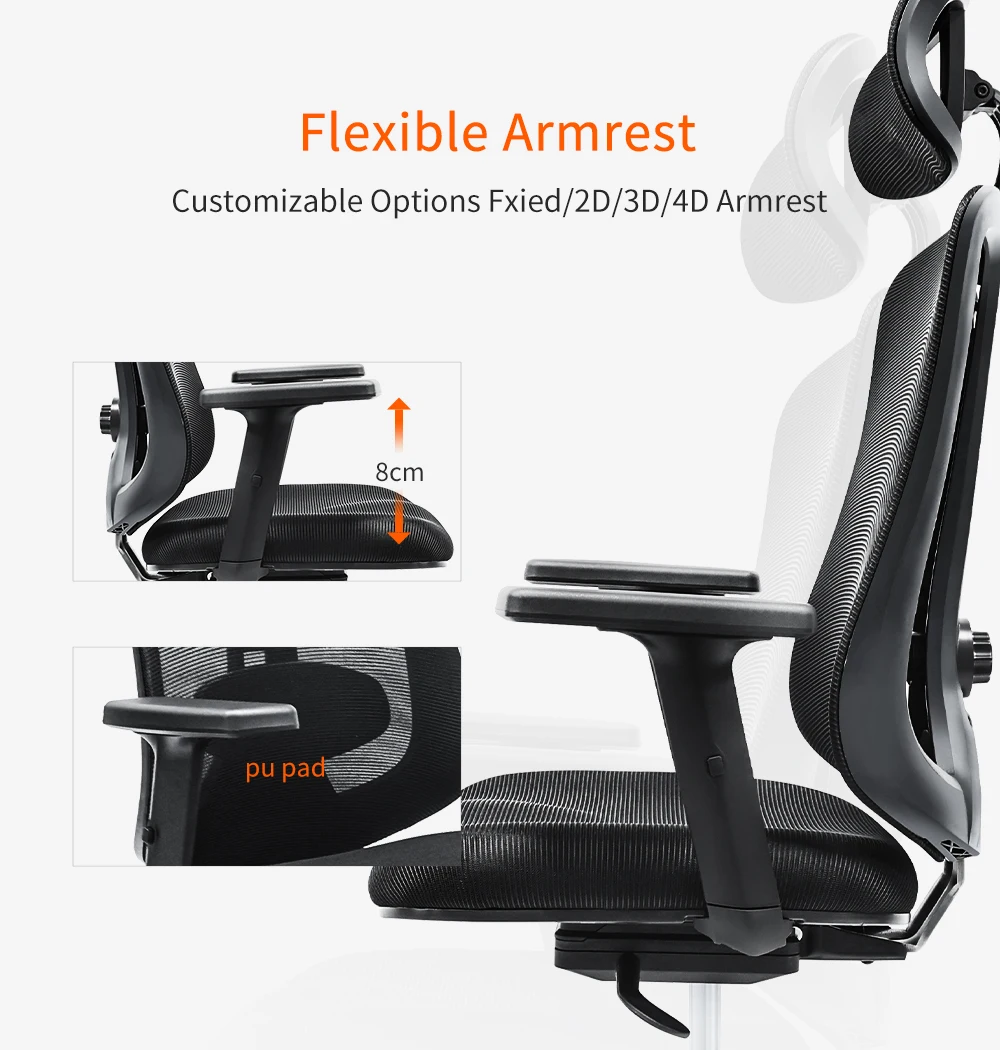 Half price free sample Adjustable armrests Chile modern movable rotating high-quality comfortable mesh computer office chair