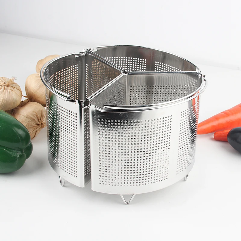 Set of 3 Stainless Steel Steamer Basket Saucepan Divider Baskets Storage Saving Kitchen Cookware