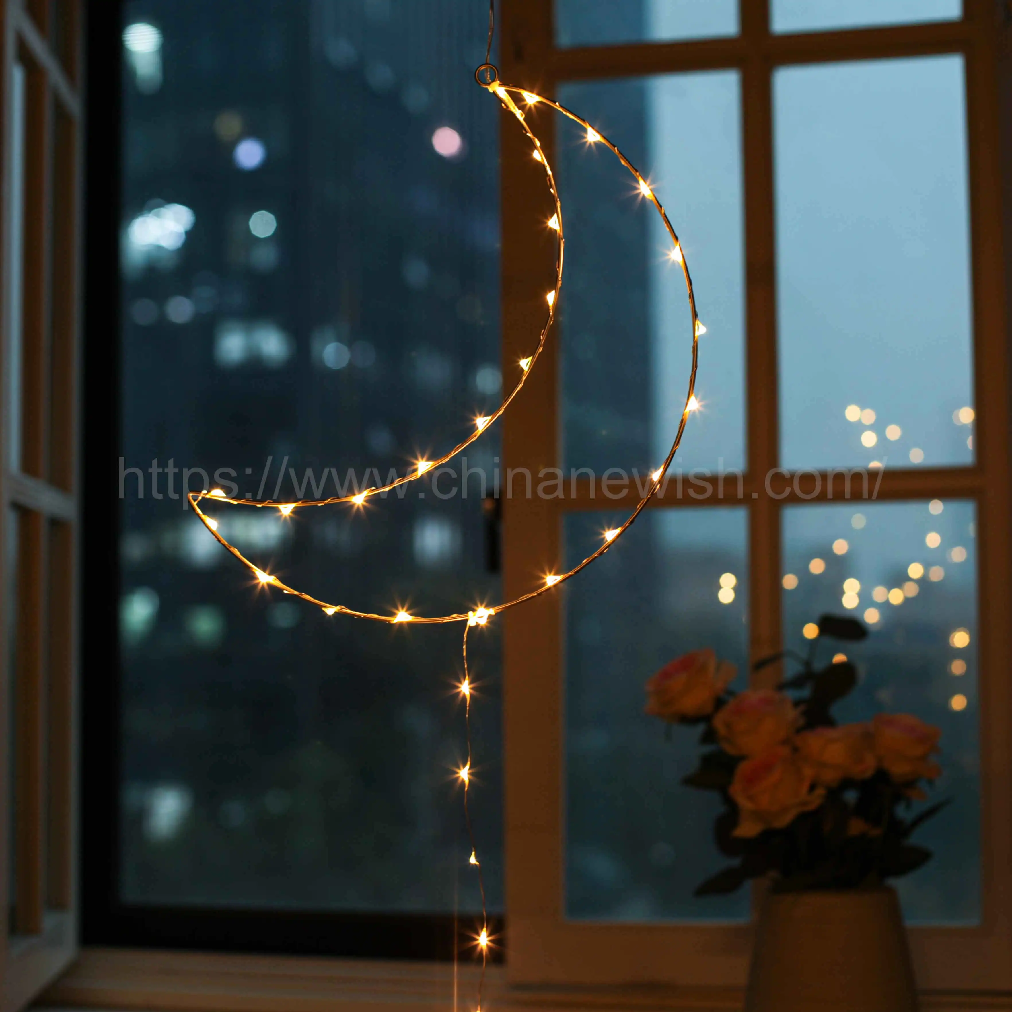 Kanlong hanging  ramadan decorations  moon heart balloon tail shape copper wire led string light islamic decoration ramadan