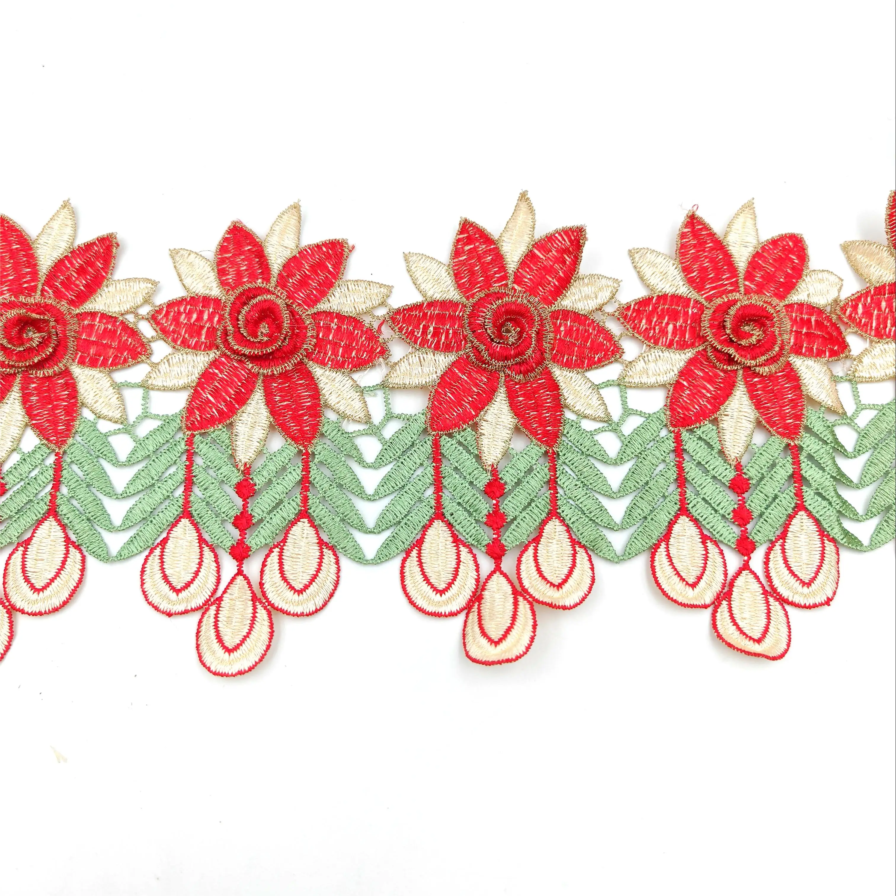 Wholesale Ethnic Embroidery Trim African lace Border Lace Trim colorful lace for ladies dress