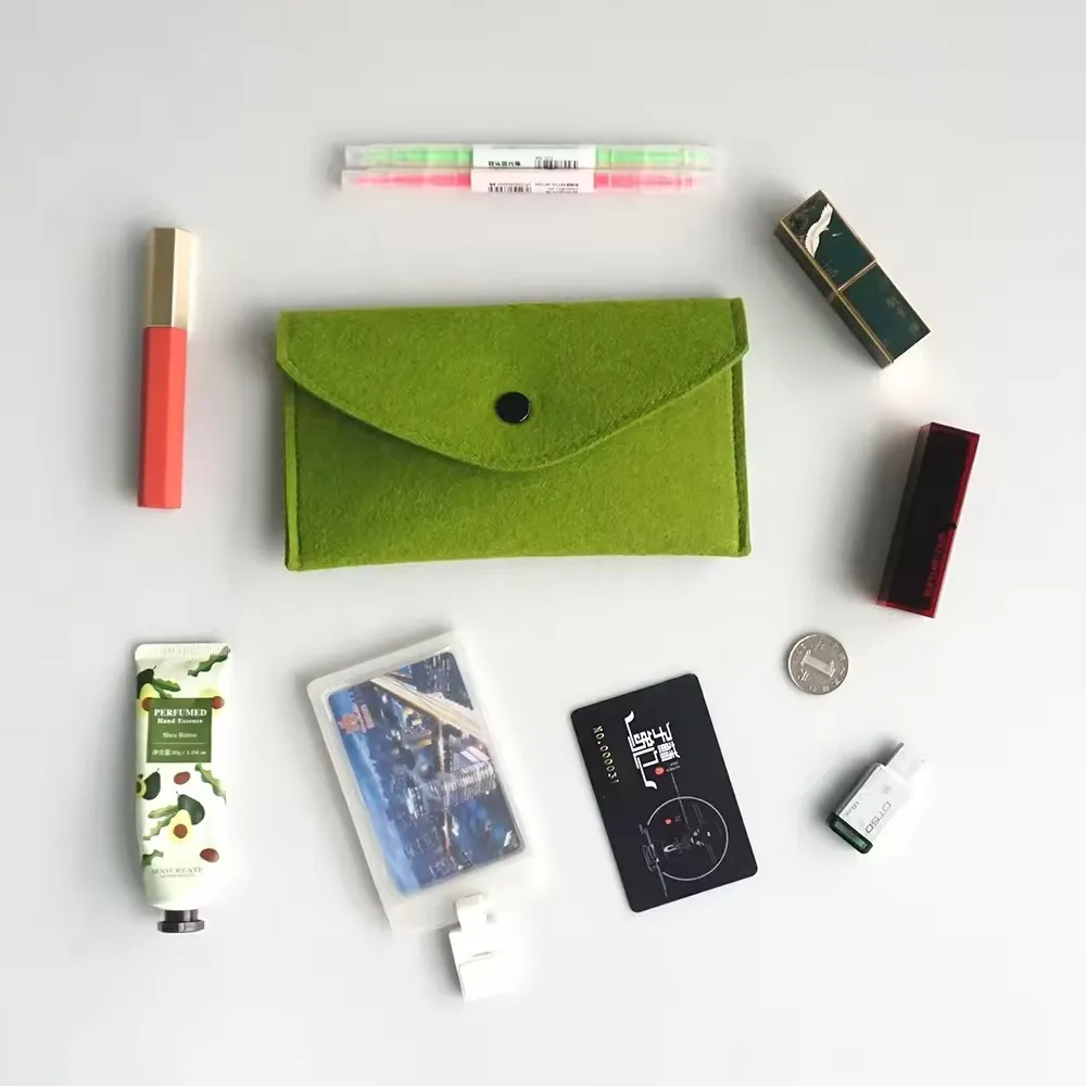 Hot Selling Custom LOGO Felt Key Earphone Storage Pouches Bags Female Card Holder Mini Coin Purse Case Wallet