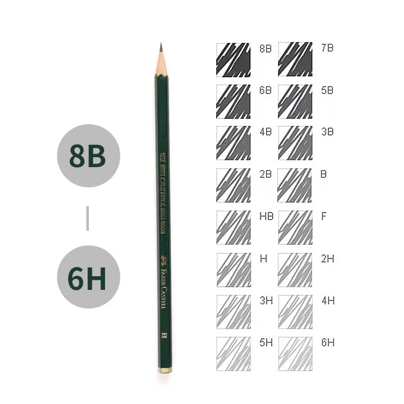  Wholesales Faber Castell Art Graphite Pencil 9000# for Writing Shading Sketch Black Lead Design Charcoal Artists