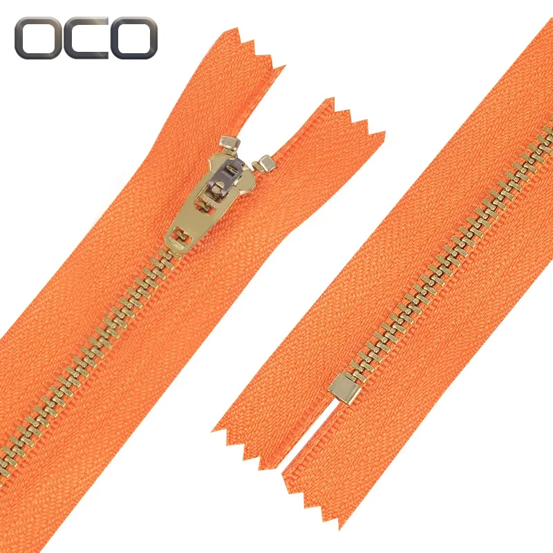 OCO Cremalleras de brass metal Color closed auto lock custom metal zip 3# zipper fashion metal zipper for jean
