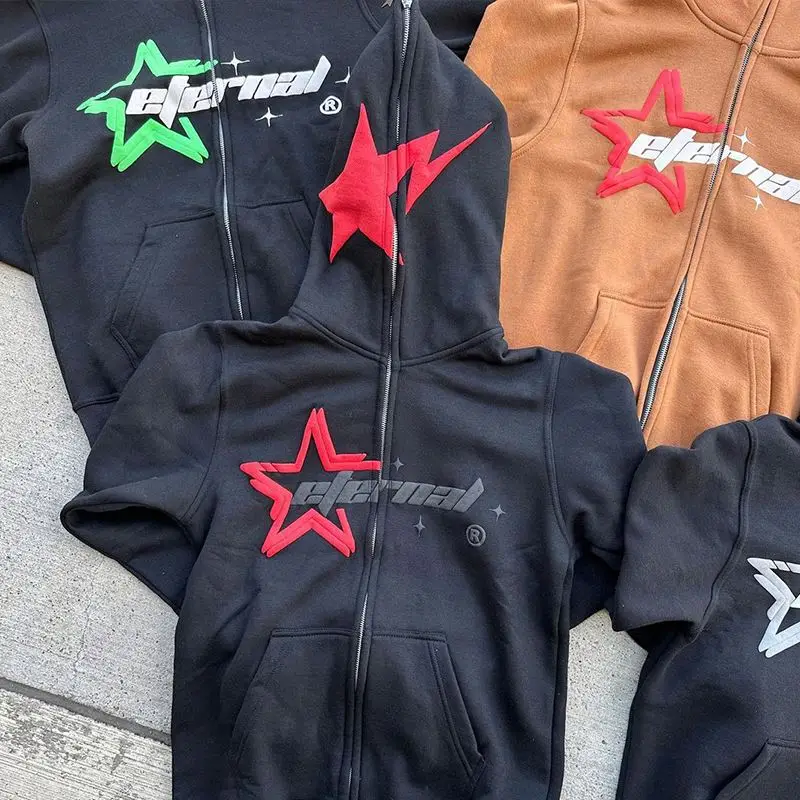 Free Design Logo Expansion Print Embroidered Plain Jogging Jacket Hem Striped Full Zipper Anime Jacket