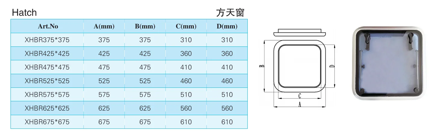 Marine Hardware Square Aluminium Boat Hatches Boat Accessories