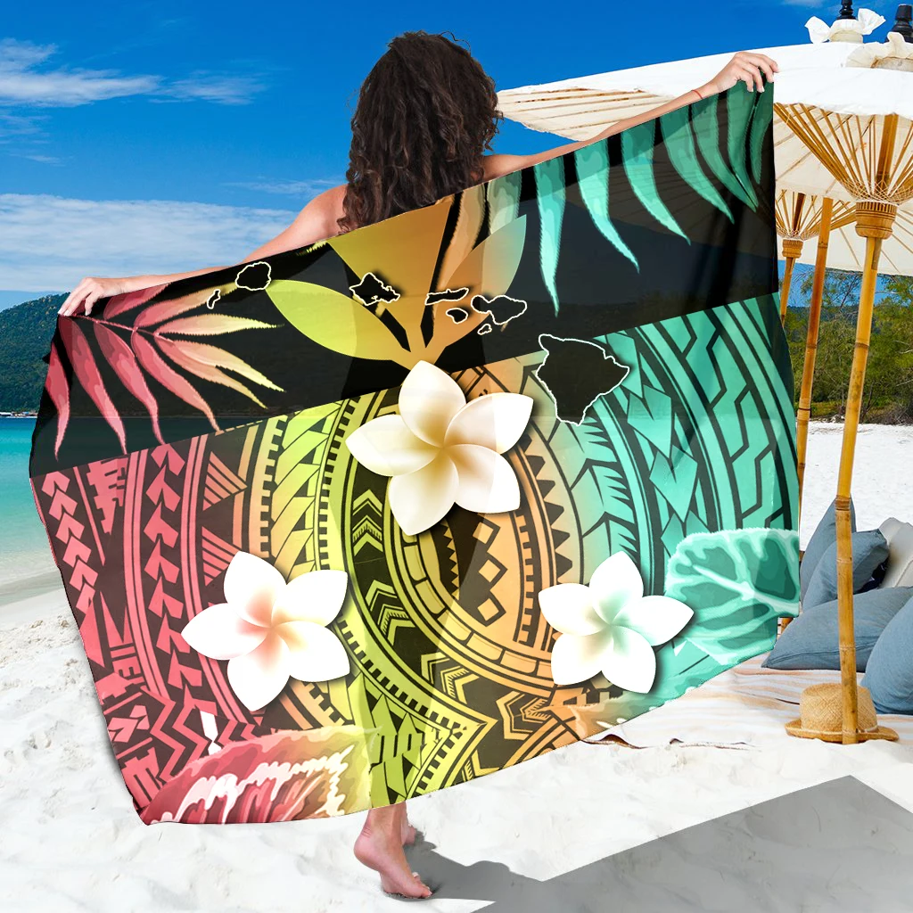 2021 Summer Hawaiian Polynesian Flower Leaf Pareo Sarong Cover-Ups Wrap Sarong Women Ladies Bikini Swimwear Beach Cover-Ups Wrap