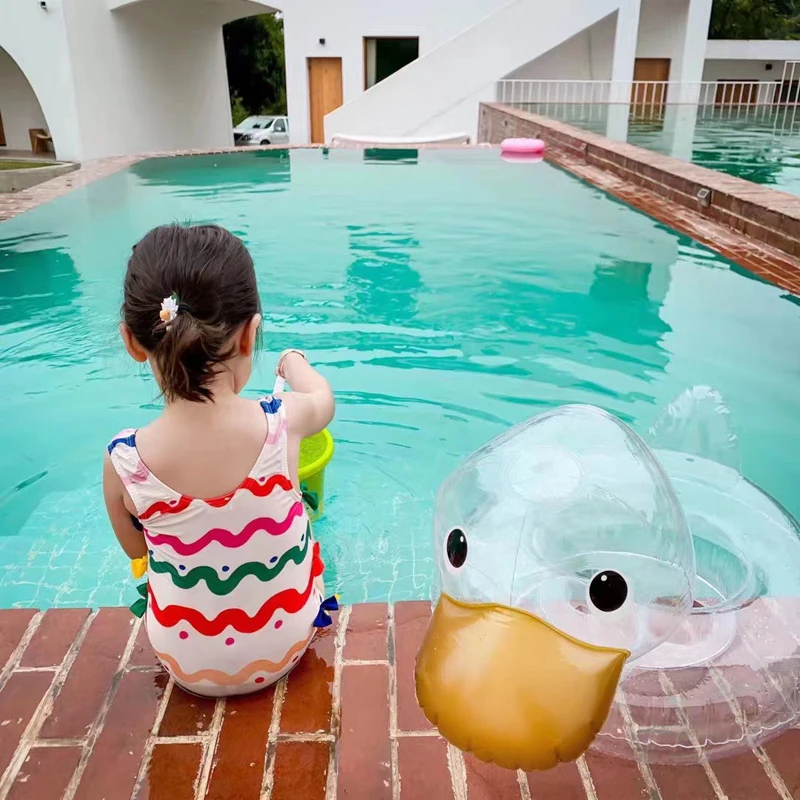 
Inflatable Transparent duck baby float seat 