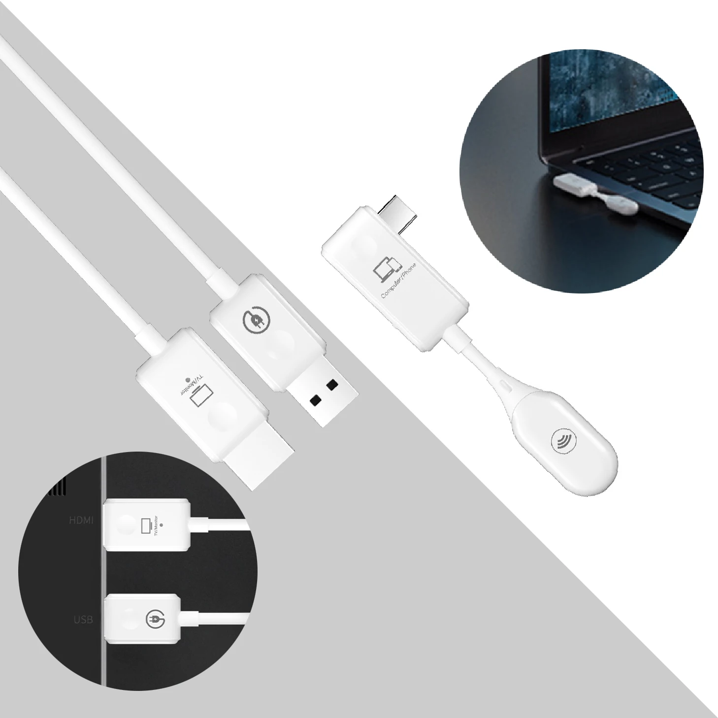 3 in 1 USB A Converter Cable for Iphone Ipad Samsung  Android Phone to TV HDTV