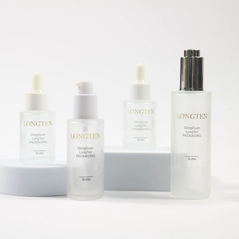 Custom Amber Frosted 30ml 50ml 60ml Glass Cosmetic Face Serum Bottles Empty Luxury Hair Essential Oil Dropper bottle