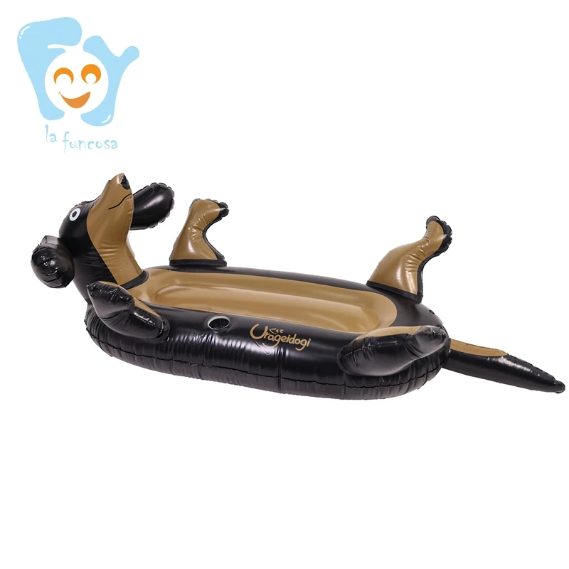 Summer Swimming Pool Water Toys Adult/Children Inflatable Black Dog Pool Float