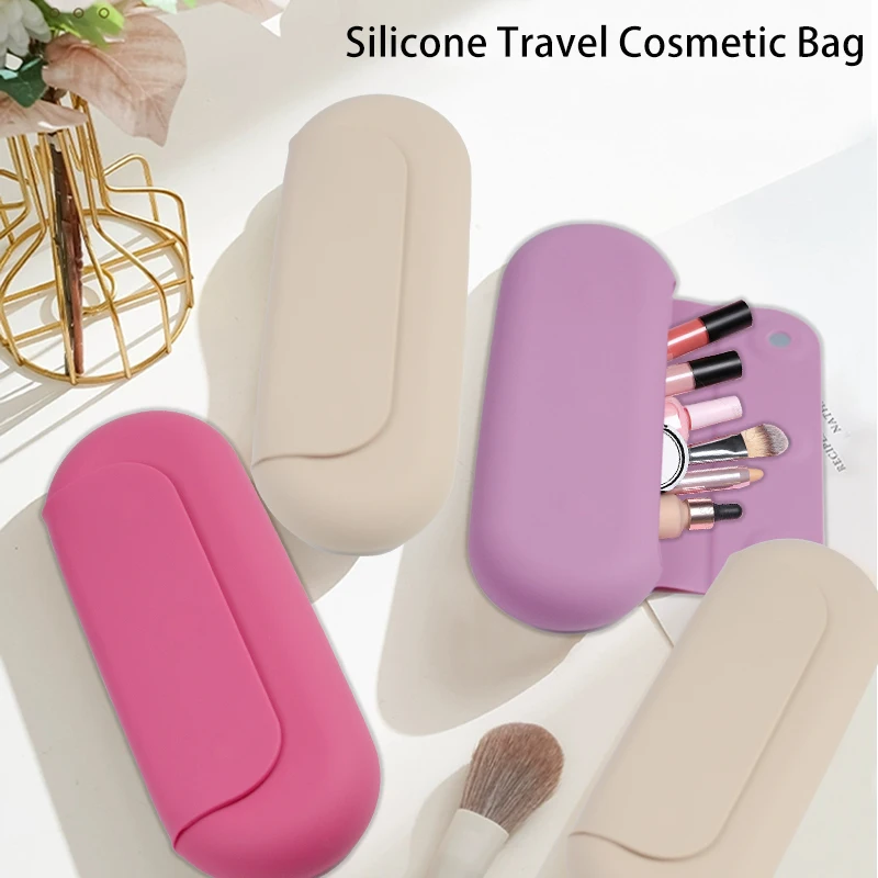 silicone custom small travel makeup brush bag professional cute makeup bags for women cosmetic bag wholesale