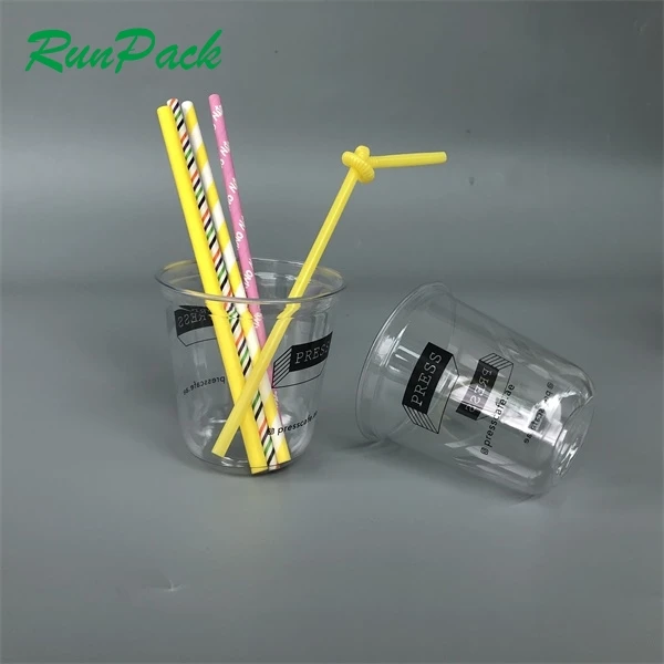 Индивидуальный дизайн оптовая продажа Одноразовая чашка для холодных напитков прозрачная пластиковая домашних животных с купольной крышкой