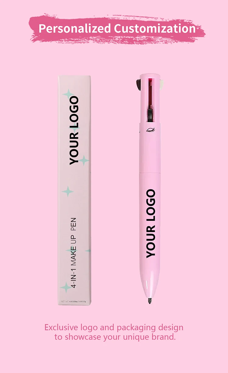 Private label makeup lip liner pencil 4-in-1 lipstick and lip liner set Waterproof make up pencil Eyeliner Eyebrow Lip Liner