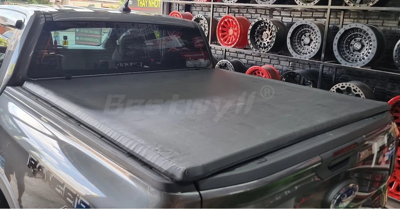 BESTWYLL 4X4 Ute Rollup Soft Top Cover For Pick Up Truck Soft Bed Roll Up Cover Soft Tonneau Cover For Ford Ranger Wildtrak RJ02