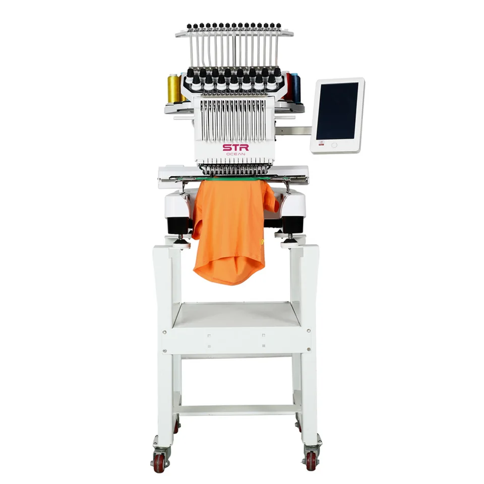 STROCEAN Cheap Prices Hat Garment Mini Digital Intelligent 9 12 15 Needle Single Head Automatic 3D logo Flat Embroidery Machine