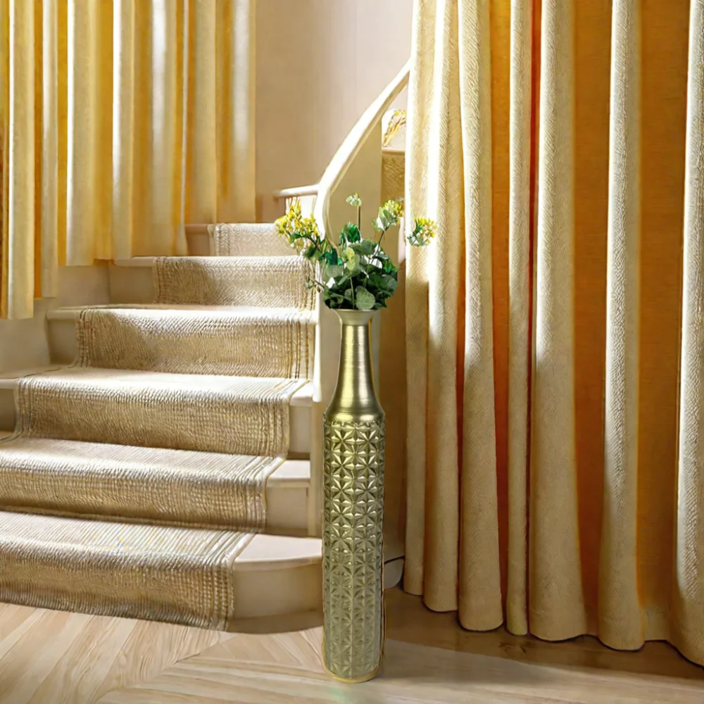 Lander Non-fragile large tall modern home decoration ornaments art floor metal gold vase for hotel