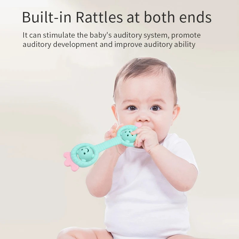 Oem Silicone Baby Teethers Chewable Strawberry Shape Baby Silicone Rattle Toy baby teethers