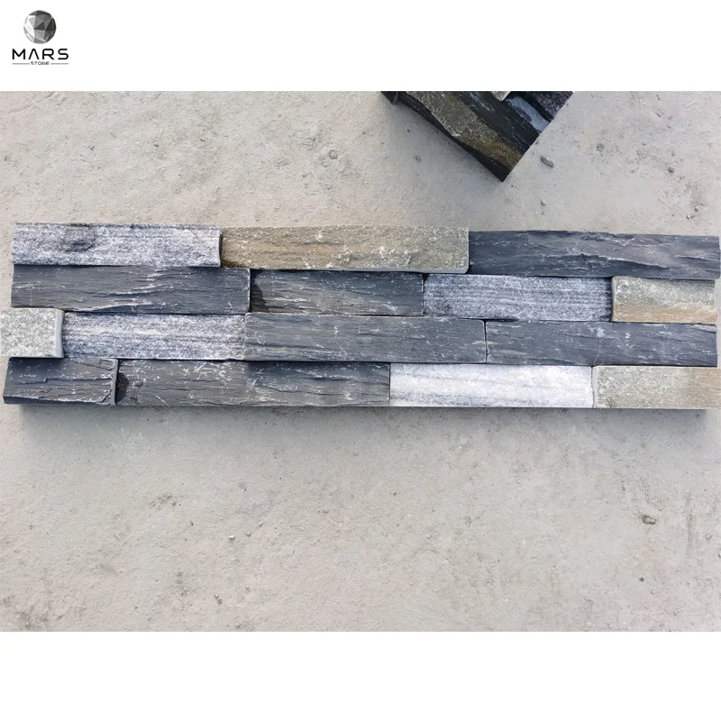 Natural Quartz Gray Interior Exterior Facing Wall Stone Covering Natural Stones Wall Decoration