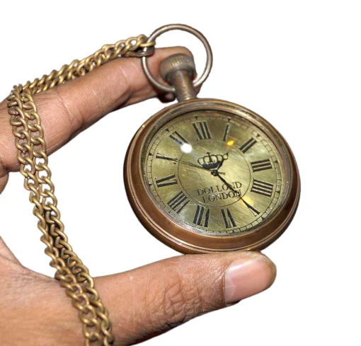 Top Quality Vintage Brass Pocket Watch With Leather Box Antique Finished at Cheap Price