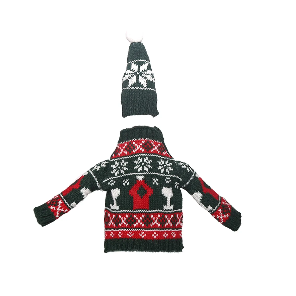 2024 New Design Christmas decorations red wine champagne bottle hat knitted two-piece Christmas table dress up party Restaurant