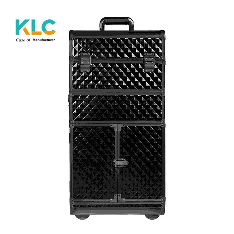 Curious BlackPro Makeup Artists Rolling Train Case Trolley Case , Cosmetic trolley case,rolling Beauty train case