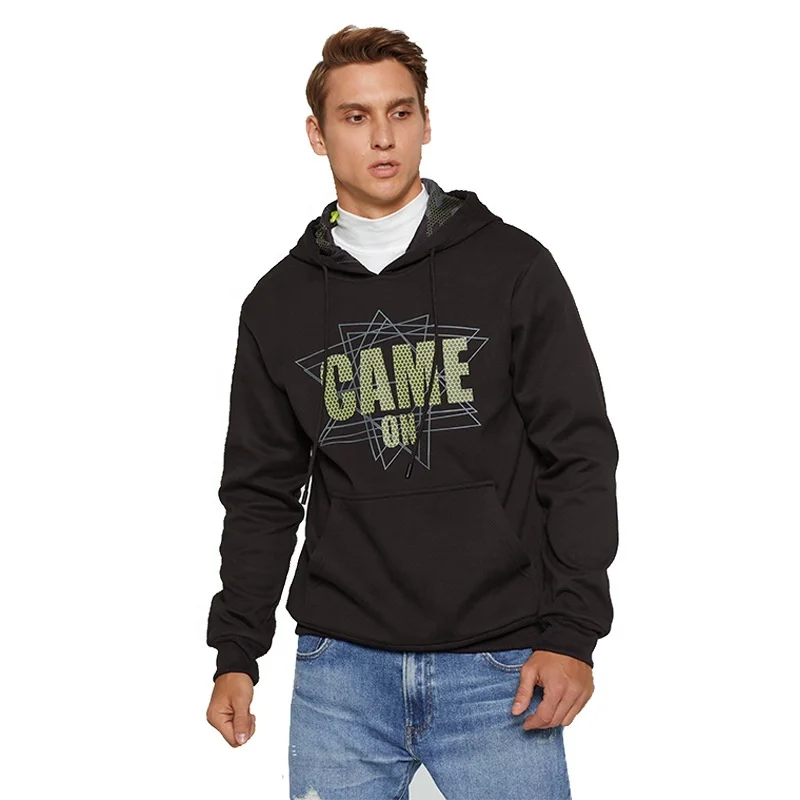 Wholesale Custom Printing Men Hoodie Black Hooded Sweatshirt Male Printed Clothing Hoodies and Sweatshirts