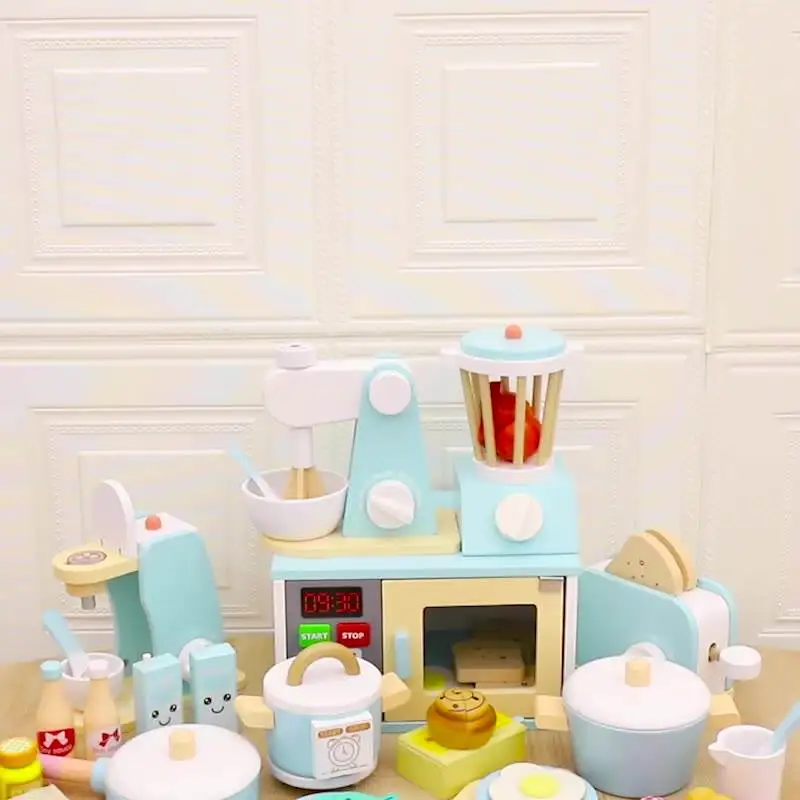 Baby Happy Kichen Set Toy Real Cooking Toy Pretend Play Kitchen Toys Bread Machine for Kids Boy Girls