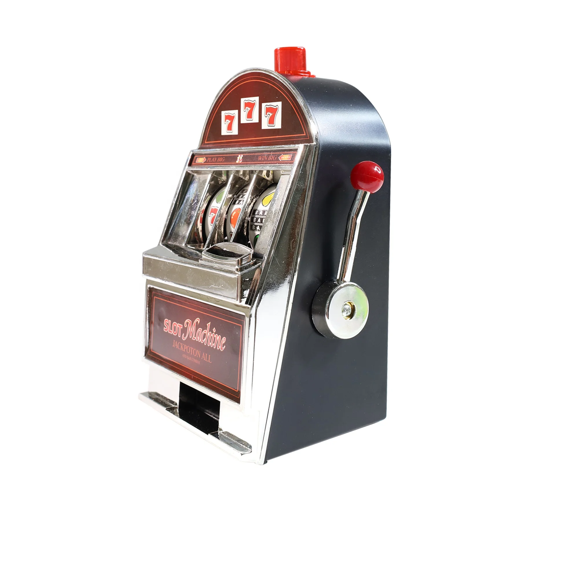 EASTOMMY ET-104073 Casino Toy Slot Machine Coin Bank with Jackpot Sound Flashing Lights Plastic Circular Arch