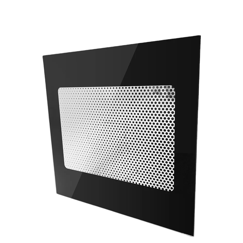 Heat resistant silk screen printed paint custom cut tempered glass for pizza microwave oven outer door with display window