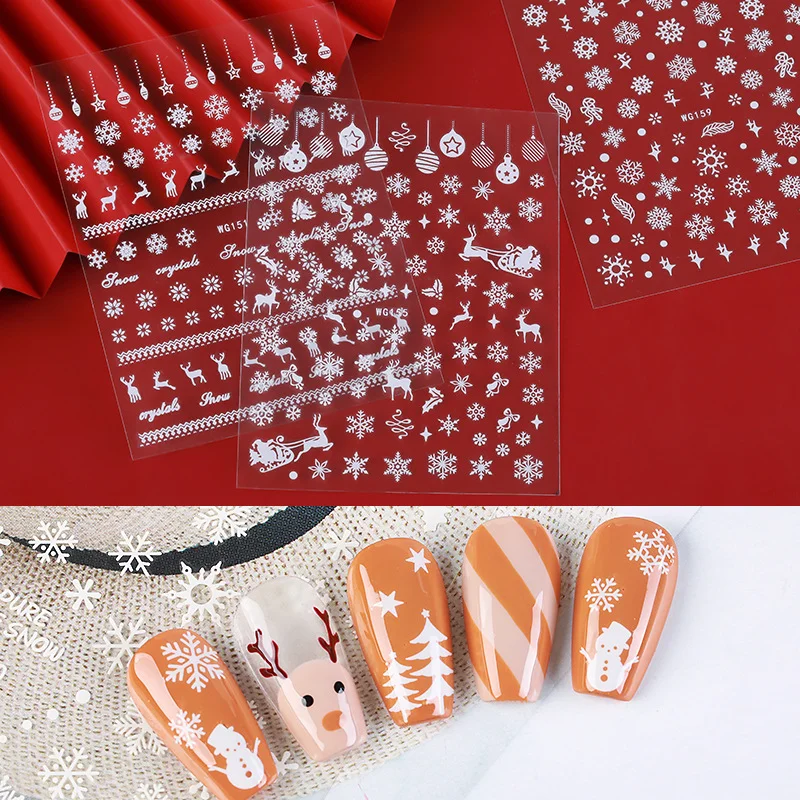 MU Snowflake Snow  Nail Art Stickers Decal Tips Xmas Reindeer Self And adhesive Nail Sticker