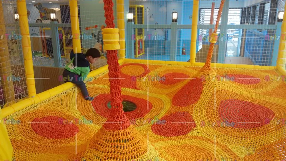
ROPECUBE rainbow rope nets playground children climbing rope net indoor play park indoor trampoline park 