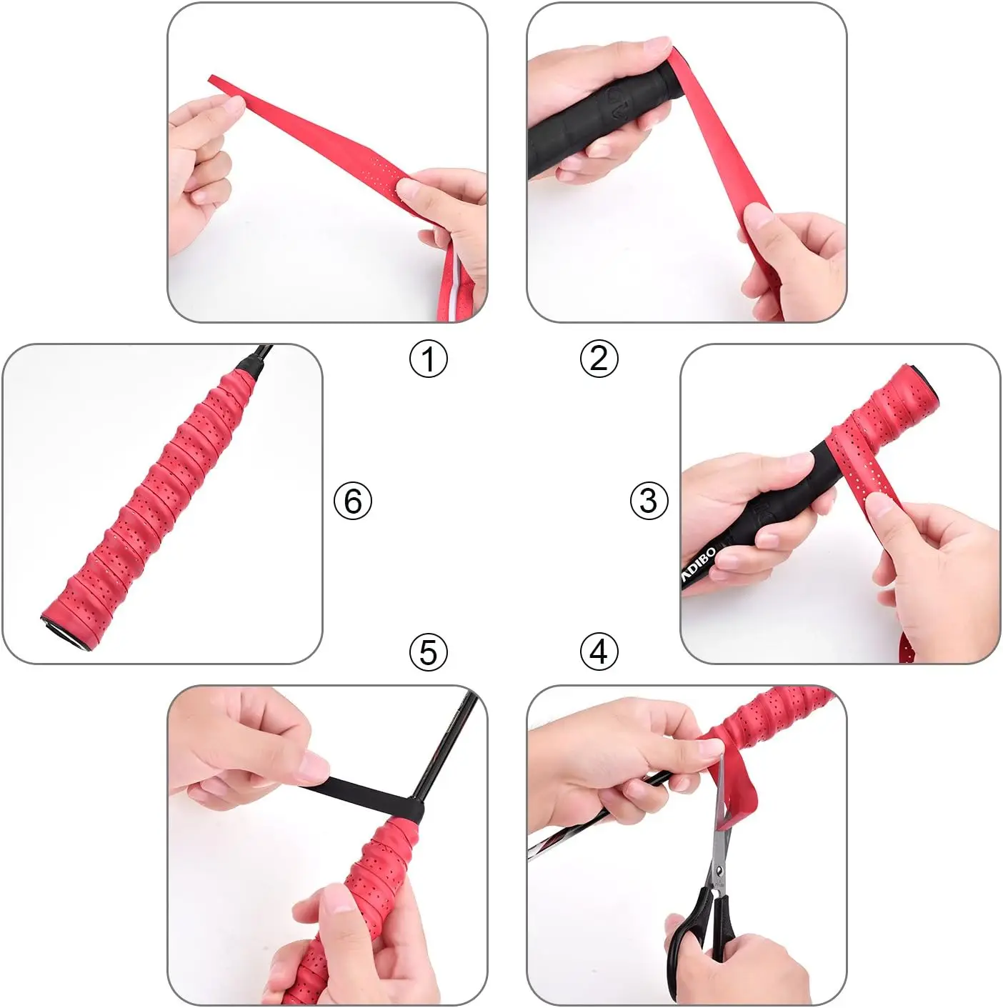 Tennis Color Racket Badminton Racket Grip Tape Overgrips for Anti-Slip and Sweat Absorbent Grip