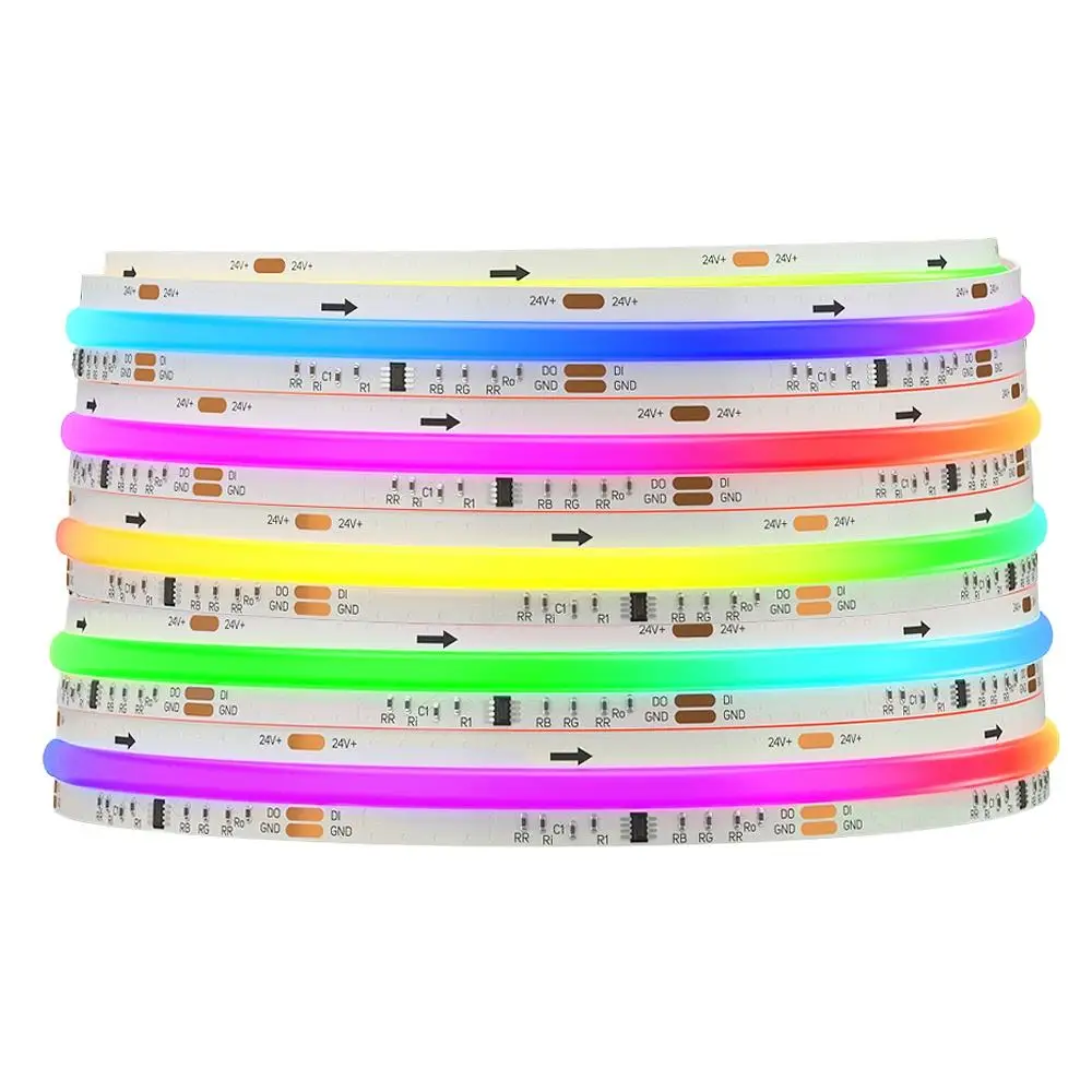World Uniqueen DC12V/24V COB RGB WS2811 IC светодиодный свет RA90 720 светодиодов м Гибкий Цифровой пиксельный светильник IP30/IP65/IP67
