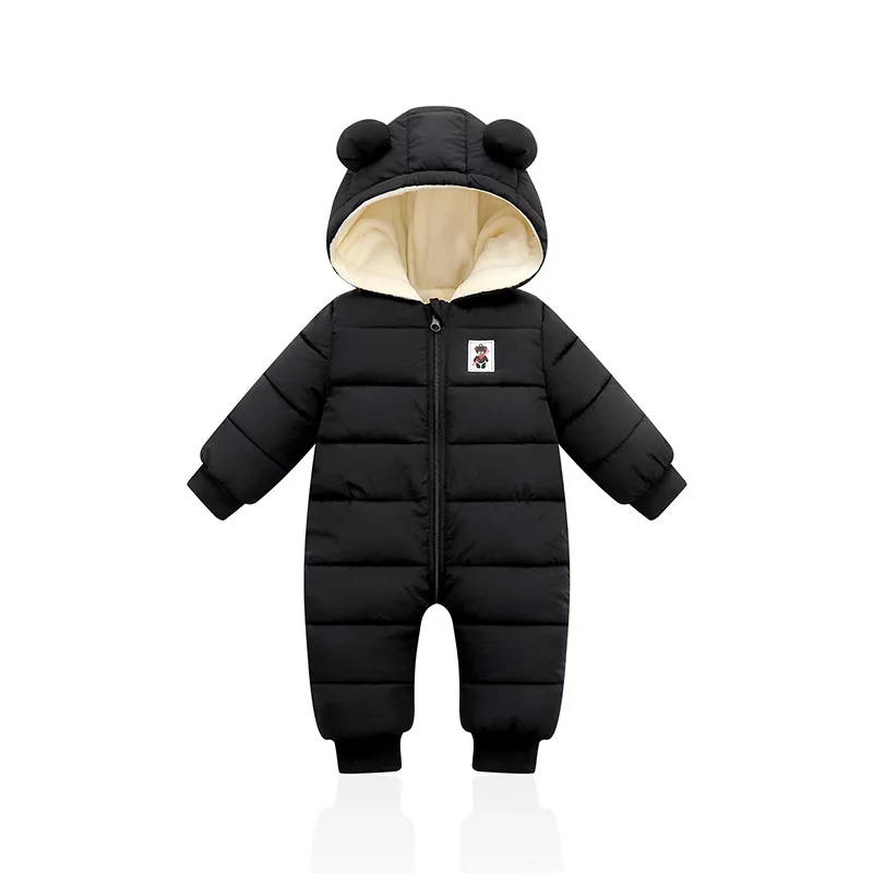 2021 Autumn Winter Child Overalls Newborn Baby Boys Thick Cotton Jumpsuit For Baby Girls Hooded Romper Infant Clothing 3-12M