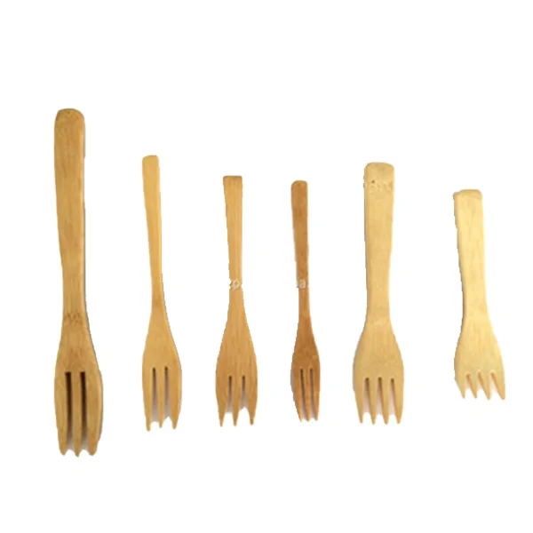 High quality bamboo mini food forks for fruits cake dessert