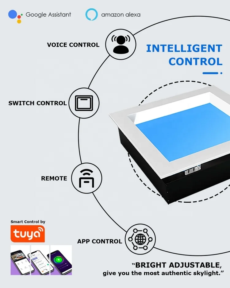 Светодиодный светильник PacoLit с голубым небом, комнатный потолочный светильник CCT 6500K, светильник с квадратной крышей и искусственным небом с регулируемой яркостью