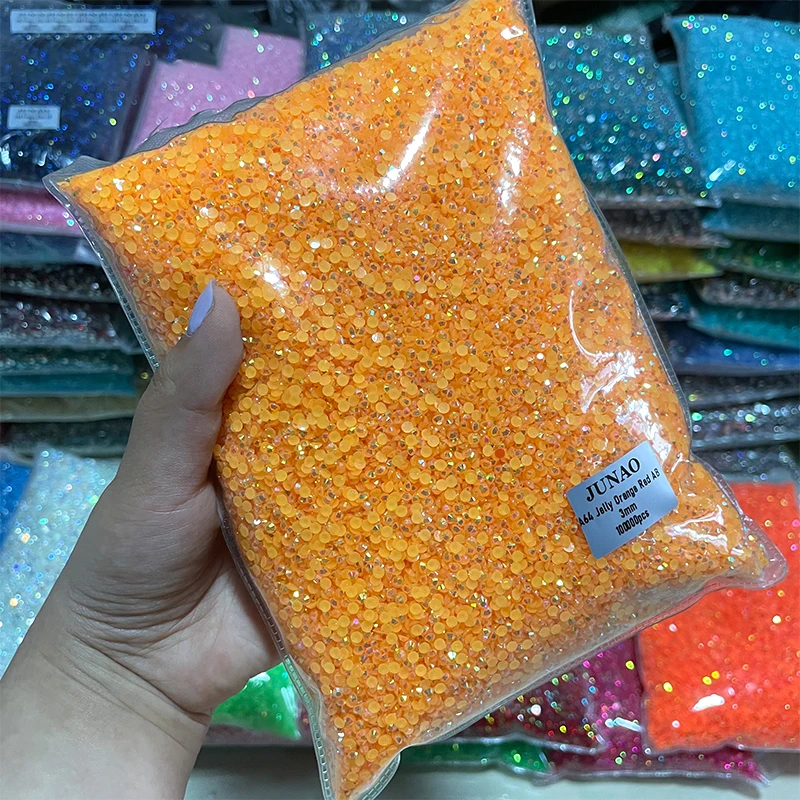 Wholesale 2mm 3mm 4mm 5mm 6mm Acrylic Neon Green AB Resin Rhinestone FlatBack Crystal Non Hot Fix Strass Crystal for Nail Stones