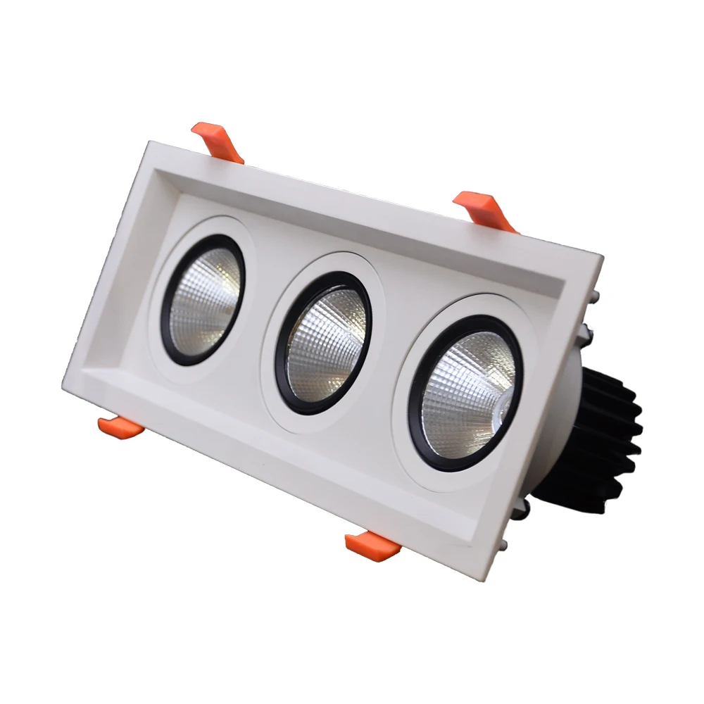 Single Double Triple Heads 7W 10W 12W 15W 18W 20W 25W Recessed Ceiling Grill Lamp Square COB Spot Light