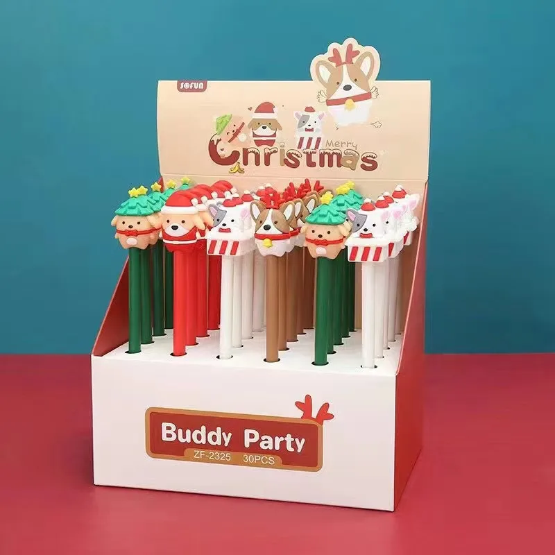 Longorgeous  Cute cartoon christmas styling pen Plastic Student Stationery Gel Pen Black Blue 0.5mm