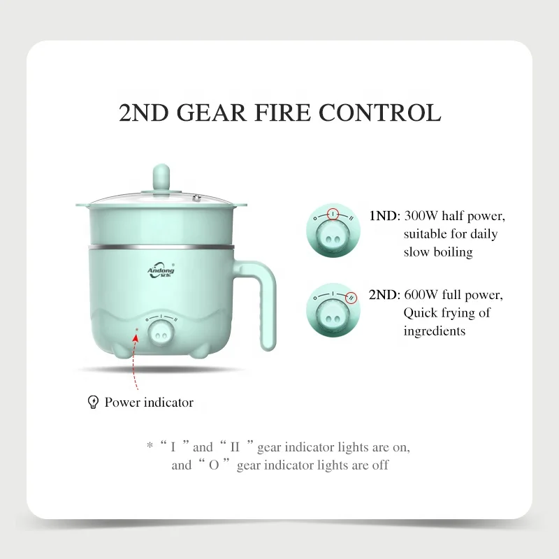 Andong small electric multi-function hot pot 1.2L instant noodle cooker