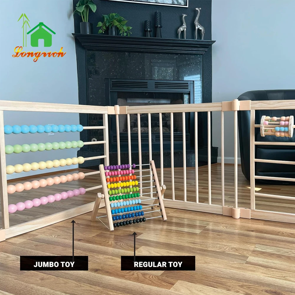 Extra Large Foldable Wooden Baby Playpen With Toys For Kids Indoor Wooden Luxury Safety Fence