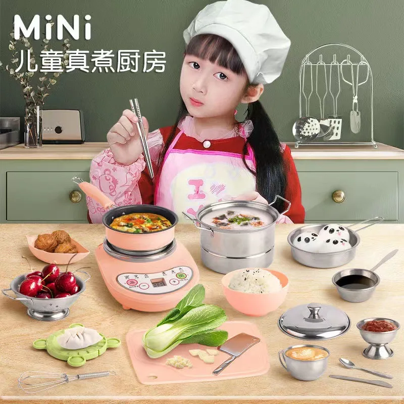 Hot sale Cooking Set Toys Pretend Play Toys Indoor Home Play DIY Real Mini Cook Kitchenware Play Kitchen Toys for Girls Kids