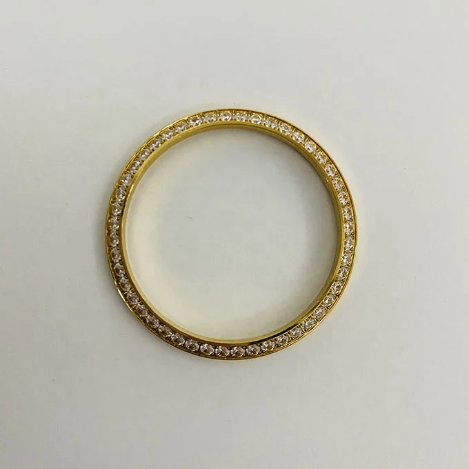 Custom Gold Silver Diamond Bezel Fit 40 mm Watches ONLY Round Cut Solid Yellow Gold Diamond Bezel For RLX President Watch