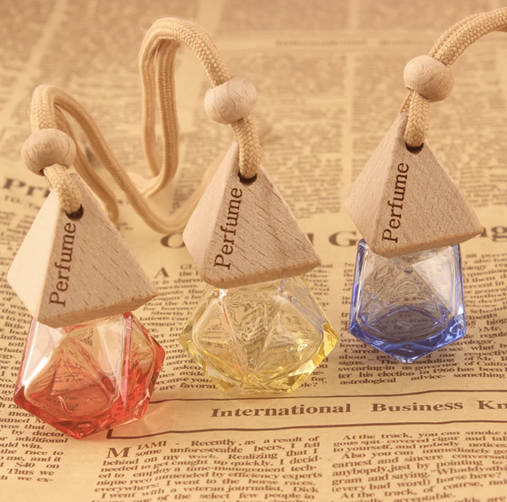 Style custom logo car aroma perfume hanging diffuser bottle diamond shape