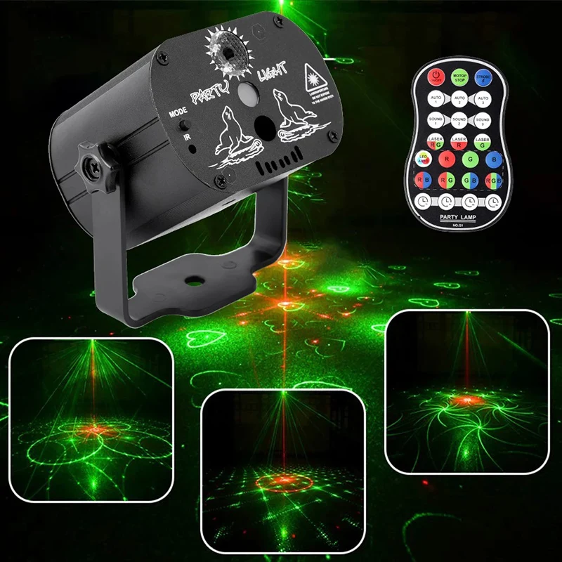Mini RGB Disco Light USB Rechargeable Voice Control RGB Lamp DJ LED Laser Stage Projector For Wedding Birthday Party