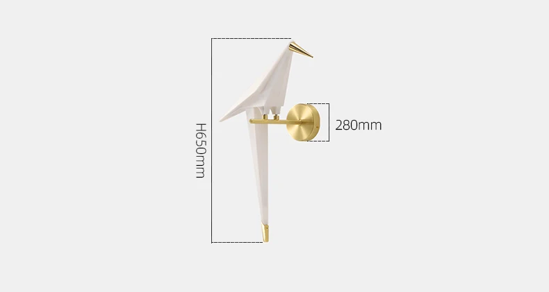 IP20 iron led indoor decorative design wall mounted reading lamps nordic led origami single bird shape wall lamp decorative