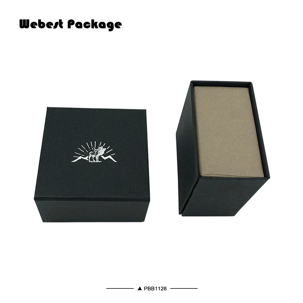 
Webest Package brown kraft paper jewelry box 2rings couple single ring box with hotstamping logo 
