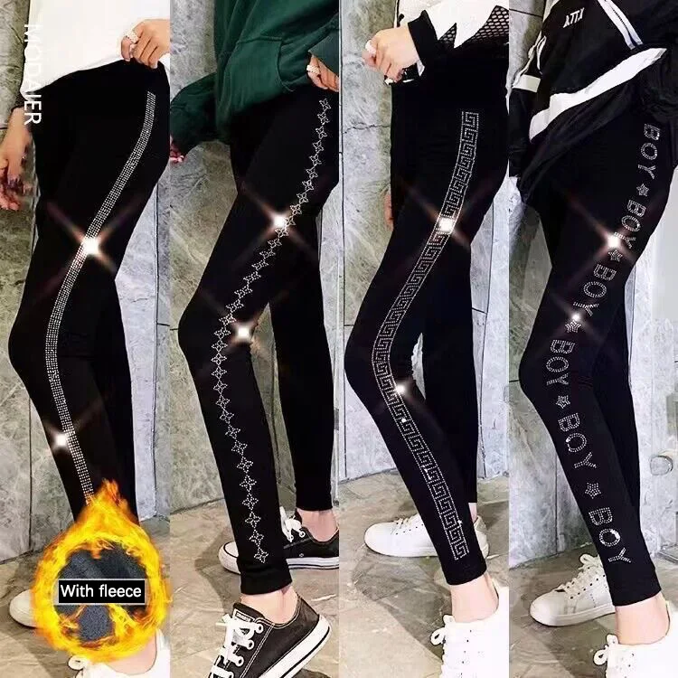 New Modal hot drill leggings Winter warm and fleecy niners high-waisted stretch hip lift yoga pants
