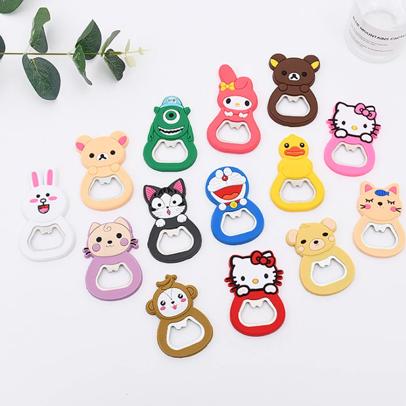 Милый персонаж Hello Kitty силиконовая открывалка для бутылок с логотипом на заказ магнитная домашних креативная