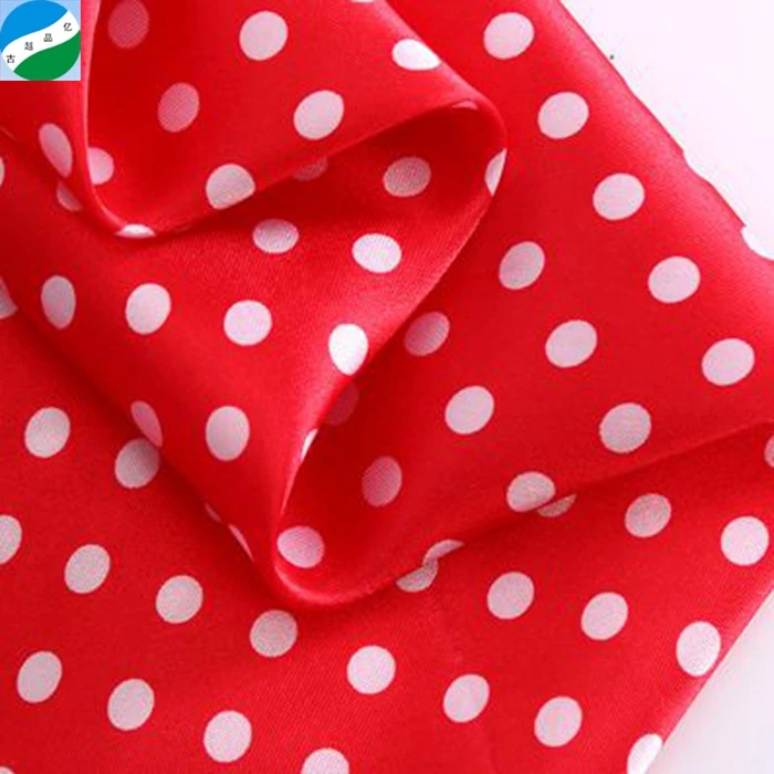 China wholesale stock lot polyester polka dot satin fabric for dress